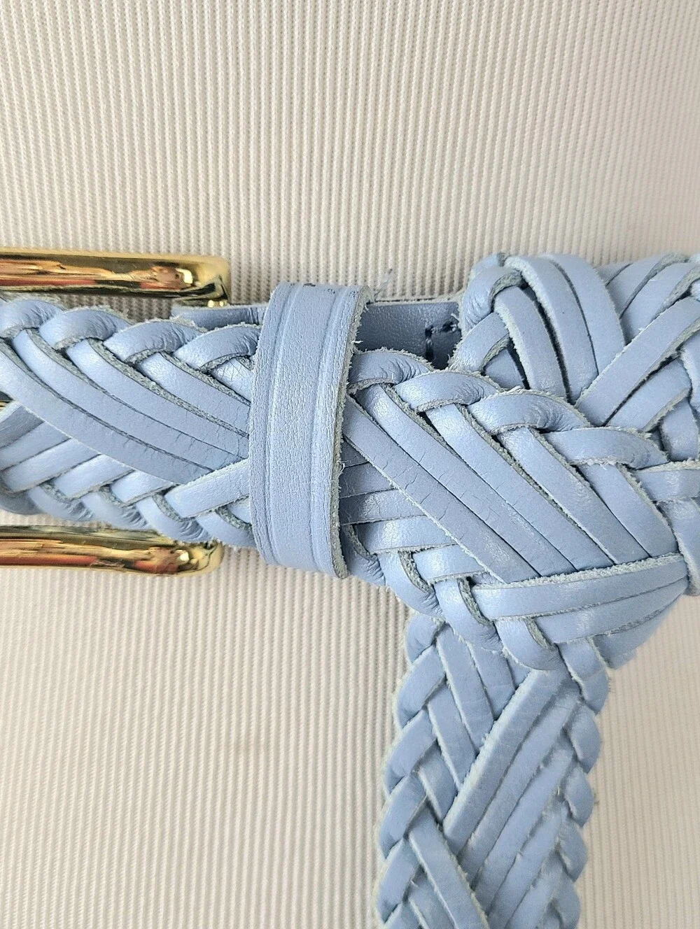 J. Crew Powder Blue Woven Braided Genuine Leather Belt